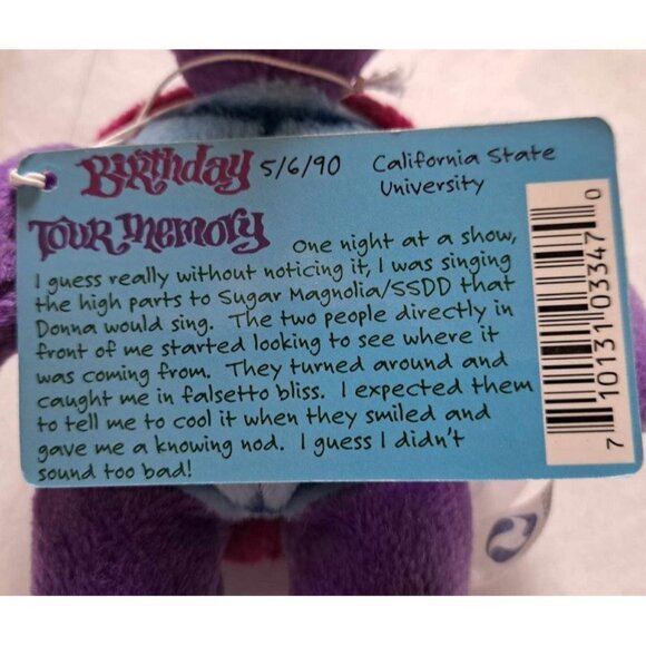 Grateful Dead Bean Beanie Bear Aiko Turtle Limited Edition Purple Plush Doll NWT - Picture 3 of 3